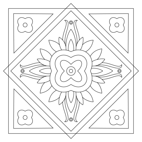 Square Mandala Coloring Page